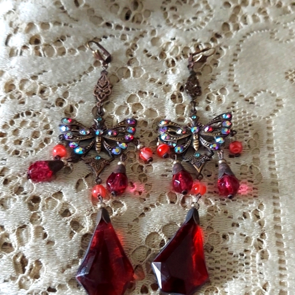 Antique Art Nouveau Glass Earrings